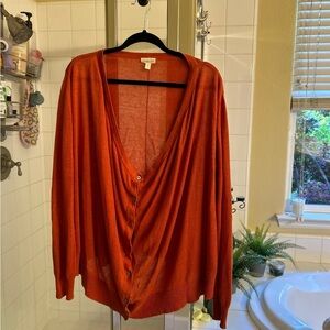 Easy Linen Drape Cardigan by Garnet Hill -Rust colored size M-100% linen
